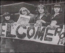 The girls outside the Town Hall
