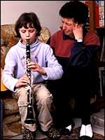 Child playing clarinet