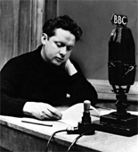 Poet and writer Dylan Thomas at his BBC post during the Second World War