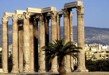 The ruins of the Temple of Olympian Zeus, Greece