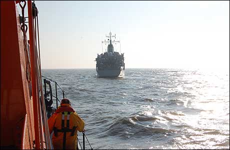 HMS Quorn from the lifeboat