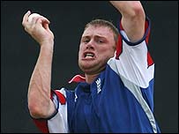 Flintoff bowling in the nets