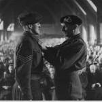 2934077 Sgt George Sands, receives the Military medal from Field Marshal Bernard Law Montgomery, s'Hertogenbosch, Holland. December 1944