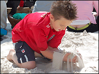 Making a sand castle...