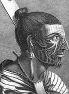 Engraving of a Maori by Sydney Parkinson