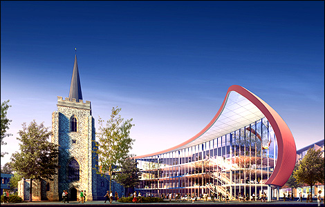 New library by St Ethelbert's Church