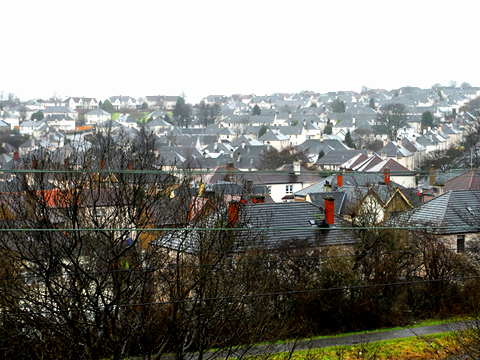 Colour view of council housing at Knightswood.