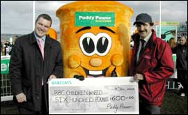 Paddy Power, Colin the Tipster, and a huge cheque