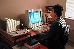 Working from home over a broadband connection.