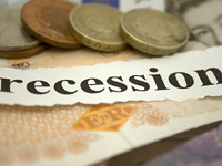 A graph showing plunging share prices.