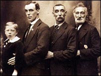 Four generations of Mark Page's family. Mark Page is on the far right. 