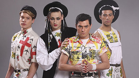 Culture Club (l to r): Roy Hay (Jonny Burt), George (Douglas Booth), Jon Moss (Mathew Horne), Mikey Craig (Dean Fagan)