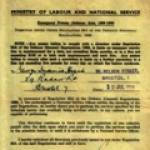 George Heard's call-up papers to train for working in coal mines.