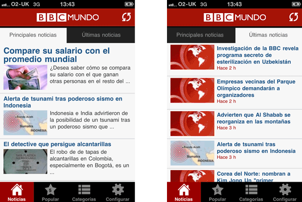 Screengrabs of the iPhone app