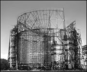 Mk1 telescope being built [pic: Jodrell Bank]