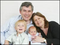 Gordon and Sarah Brown with their sons