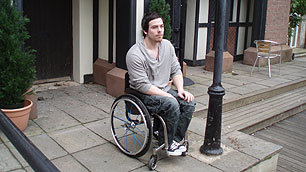 Hollyoaks actor Peter Mitchell on the set of the Channel Four soap