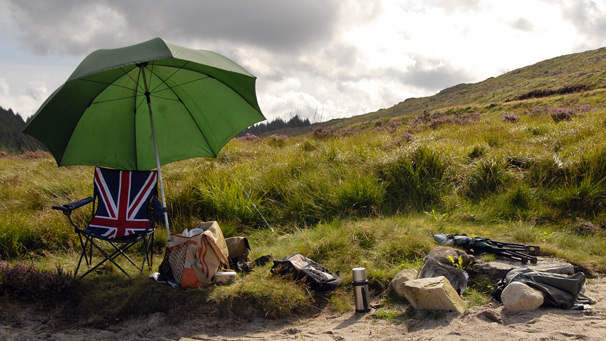 Fishermen equipment including chair, flask and bags