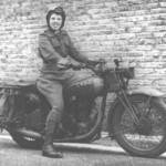Private Joyce Sargeant W/120296 A.T.S. (Royal Enfield '350 cc.) Early 1945.