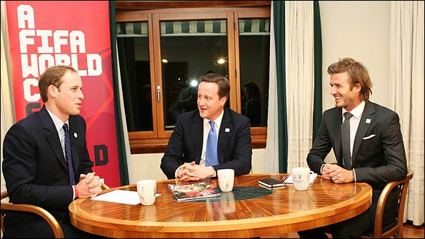 Prince William, David Cameron and David Beckham meet in Zurich