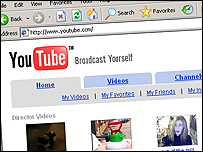 An image of the YouTube website