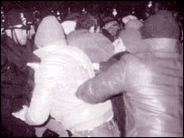 Picket line scene at Frickley, Miners' Strike, 1985 (C) Arthur Wakefield