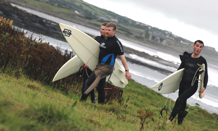 Job done. Shimmy, Shane and Mark back on dry land, after a session of reefage that had the local lads chirping like birds. Pic: Jay sept 06