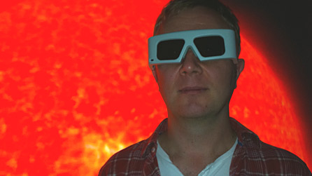 Adam Walton using a flight simulator