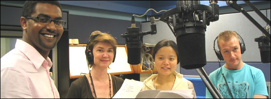 Khalid, Alice, Helen and Tim in the studio