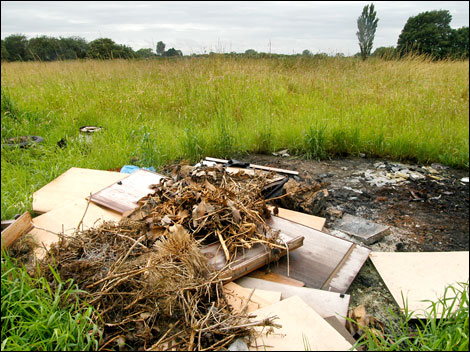 Bonfire site at West Pinchbeck