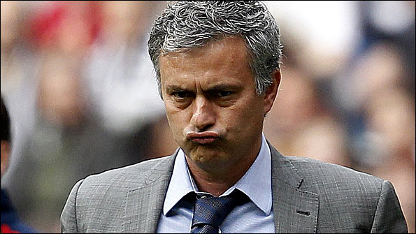 Real Madrid coach Jose Mourinho during the 1-0 defeat by Sporting Gijon