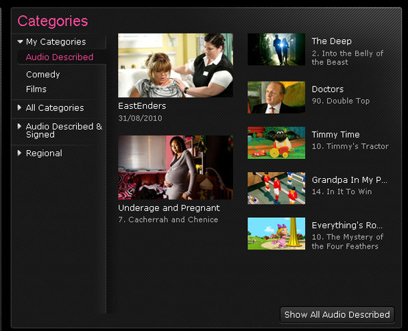 iPlayer categories
