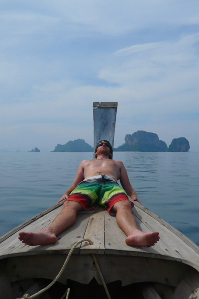 Up on deck. Billy rests up before another warm water winter session. Bill 08