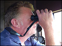 Nick looking out over Radipole Lake from the hide