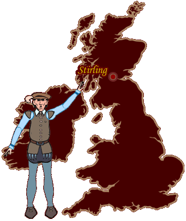 Map of the British Isles showing the location of Stirling in Scotland.