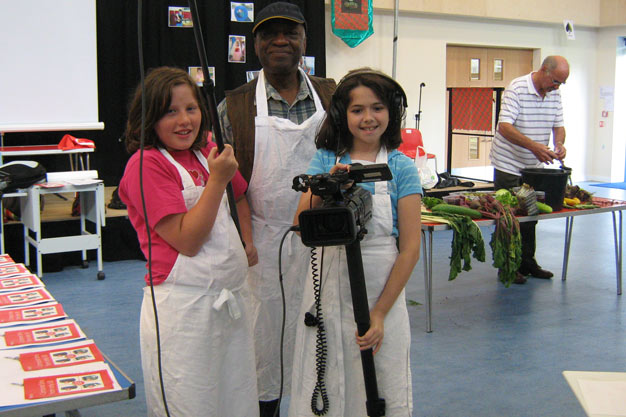 Filming the cookery lesson