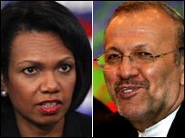 منوچهر متکی، کاندولیزا رایس 