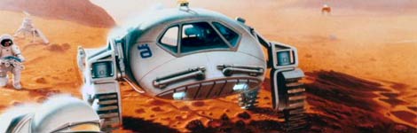 A futuristic picture of man on Mars