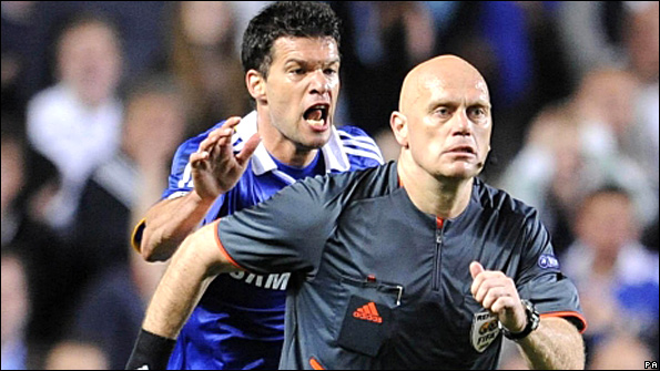 Michael Ballack and Tom Henning Ovrebo