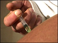 Person injecting steroids