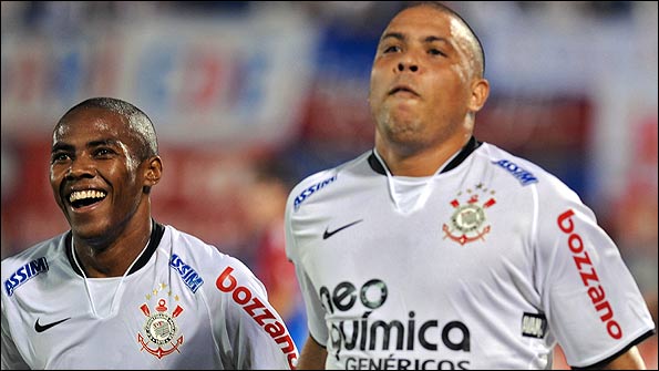 Ronaldo (right) celebrates a goal