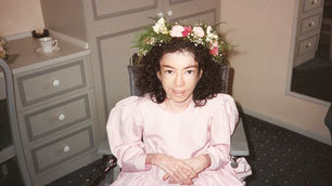 Liz Carr as a bridesmaid at aged 19.