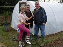 Julie Mayer and polytunnel