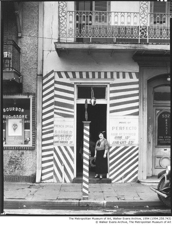 Painted Doorway of French Opera Barber Shop on Bourbon Street, New Orleans, Louisiana