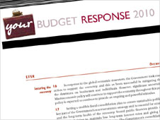 Screengrab of Your Budget Response website