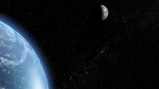 How it all started... A shot of the Moon and our world, from the Ninth Doctor's debut story.