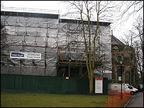 West Front covered in scaffolding