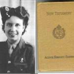 Patricia Hooper (nee Willams) and her New Testament which was presented to the ATS women of 671 Battery before D-Day. (Not everyone was issued with these, only those in active zones.)