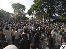 People protesting in favour of a Telangana state