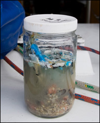 Plastic in sea water